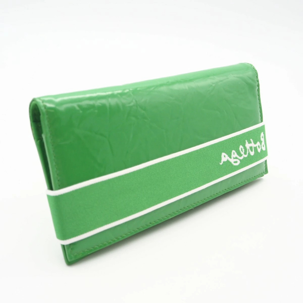 Bottega Veneta band bi fold long wallet Green enamel